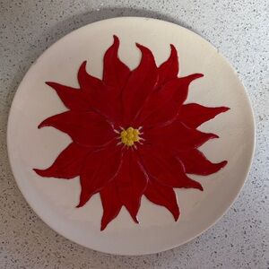 Red Poinsettia Holiday Plate